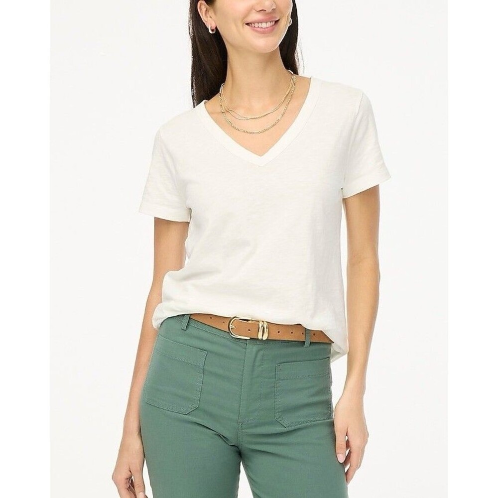 J.Crew Factory Women’s Short-sleeve V-neck girlfriend tee NWT Size L Large